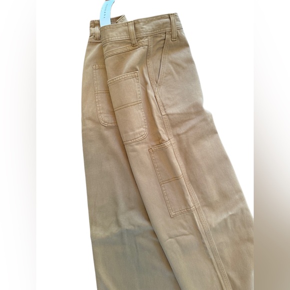 Top Shop co-ord straight leg casual trouser cargo in washed camel size US 6 NWT - Picture 8 of 11